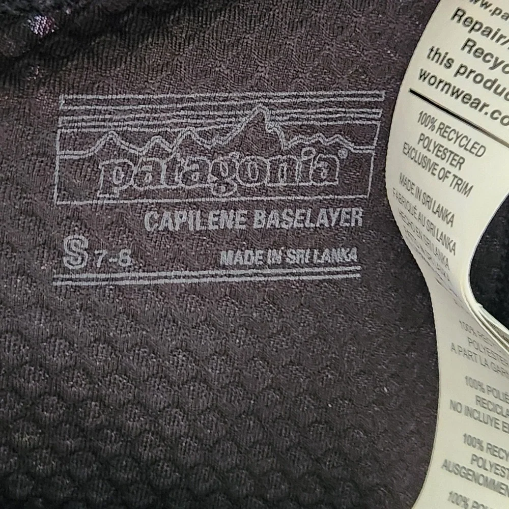 Patagonia Capilene Baselayer Bottoms Kids Small 7-8 Black Midweight 64770